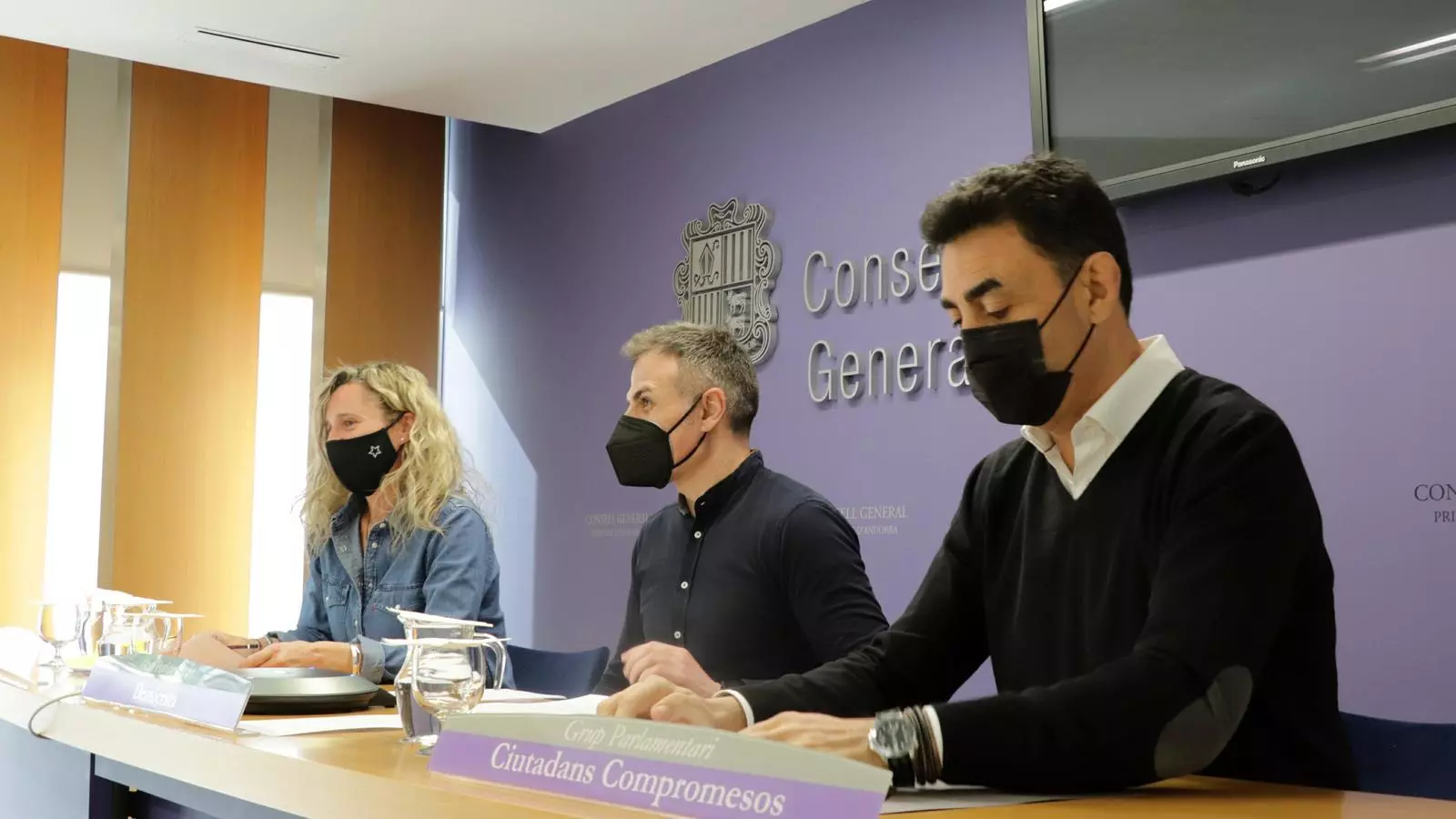 La roda de premsa dels grups de la majoria, aquest dimarts al Consell General.
