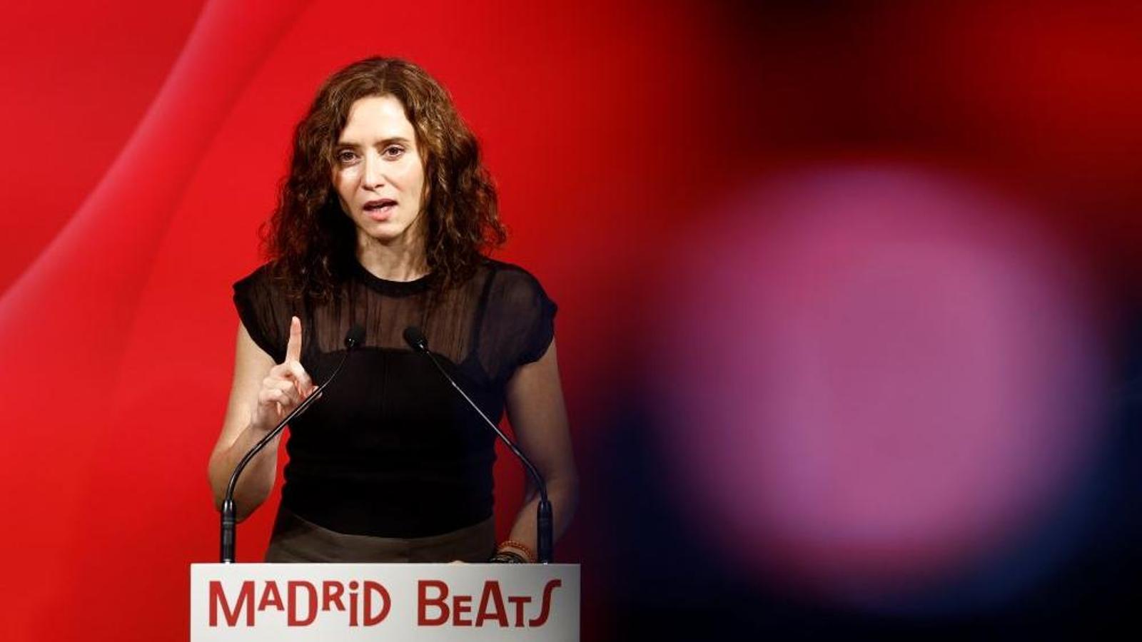 La presidenta de la Comunidad de Madrid, Isabel Díaz Ayuso, durante la presentación de la campaña turística internacional de la capital española, el pasado miércoles.