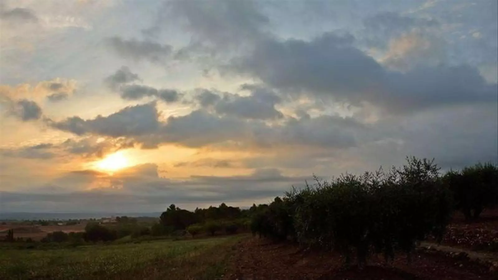 El sol sortint entre niguls baixos.