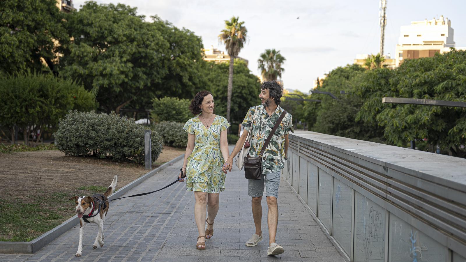 Marta and Toni walking Ego.