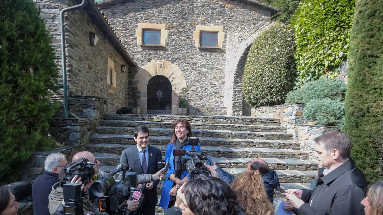 La finca del Vilar, aquest matí, amb Laura Borràs i Marc Castells