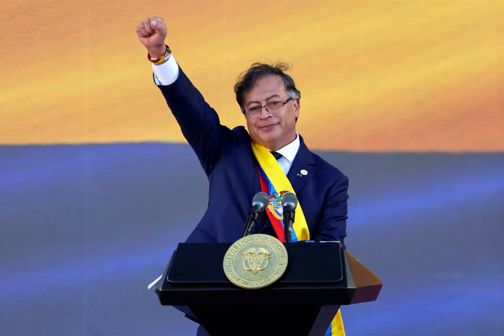 El nou president de Colòmbia, Gustavo Petro, en la seva pressa de possessió.