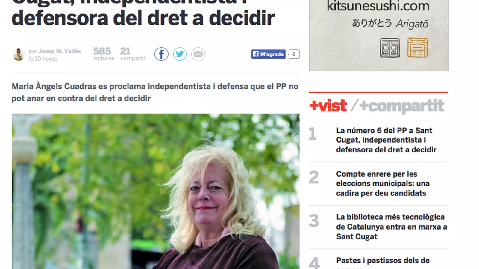 Maria Àngels Quadras va fer les incendiàries declaracions a 'Tot Sant Cugat' / ARA