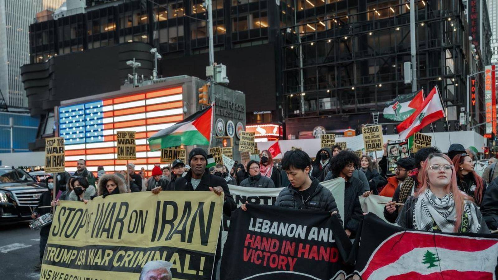 Protestas contra la guerra en Irán, en Nueva York, los EE. UU.
