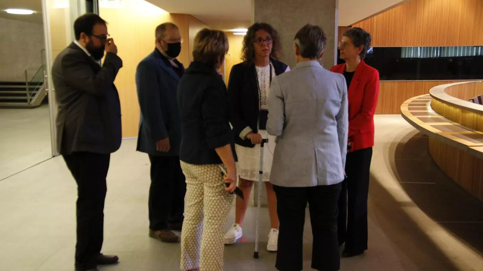Membres del PS parlant sobre la seva protesta al Consell.