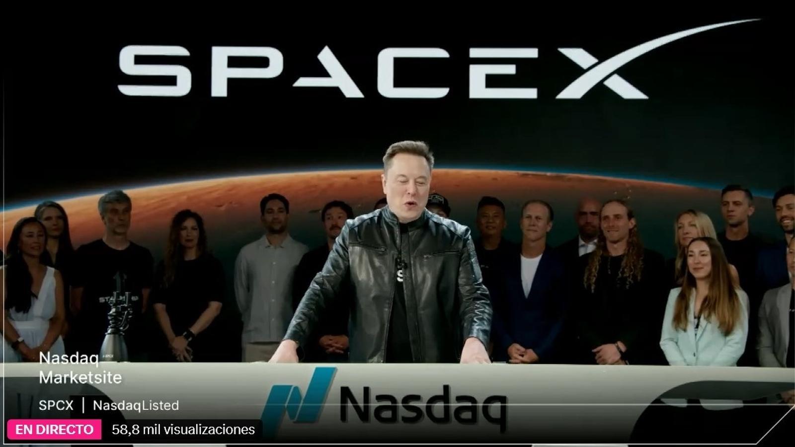 Elon Musk durante la salida a bolsa de Space X