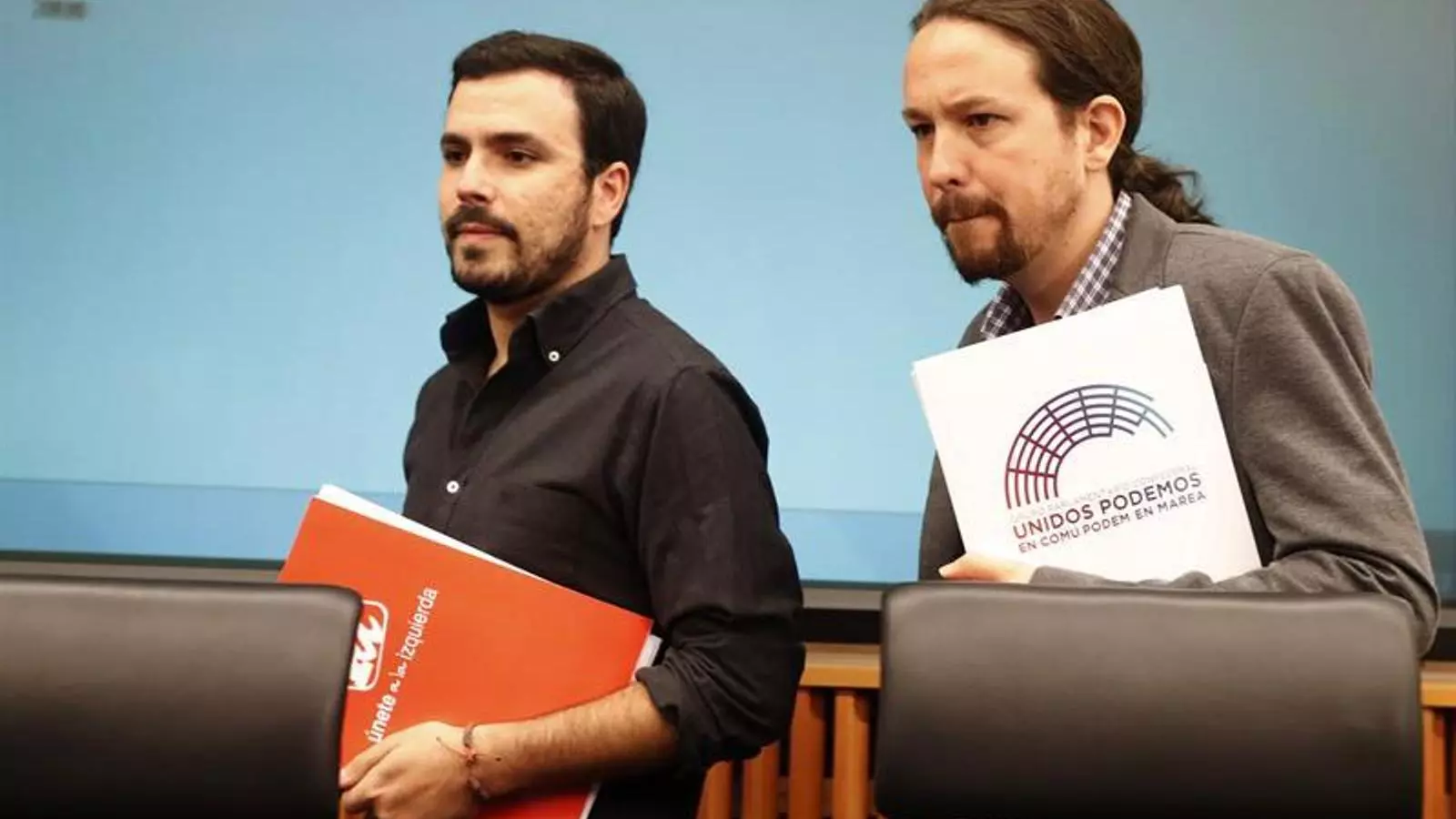Alberto Garzón i Pablo Iglesias aquest dimecres al Congrés. EFE