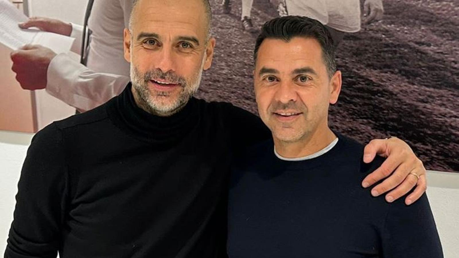 Pep Guardiola and Míchel Sánchez