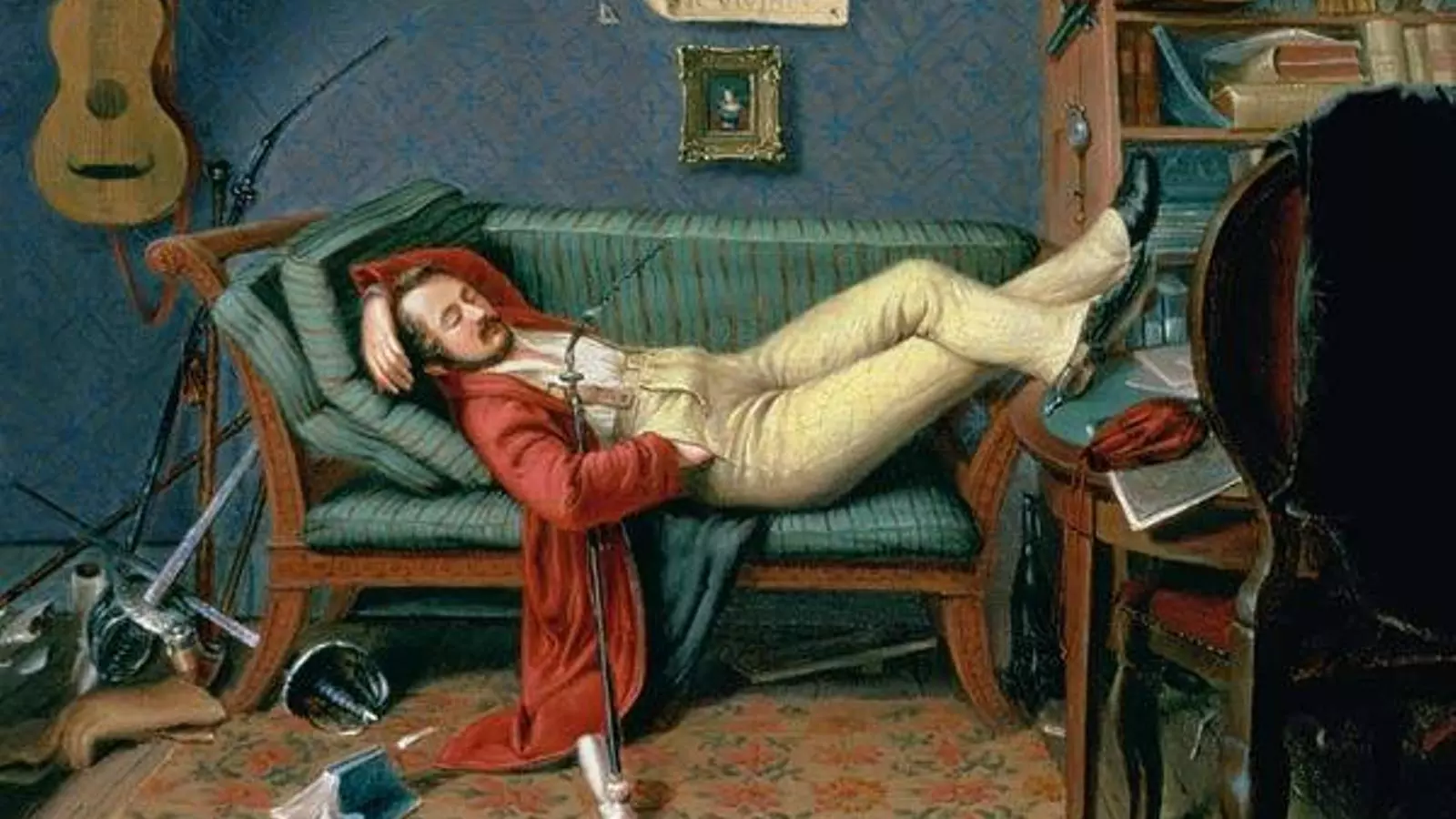 Detall de la coberta de l'edició francesa d''Oblomov', el personatge de Gontxarov que volia viure sempre estirat al sofà