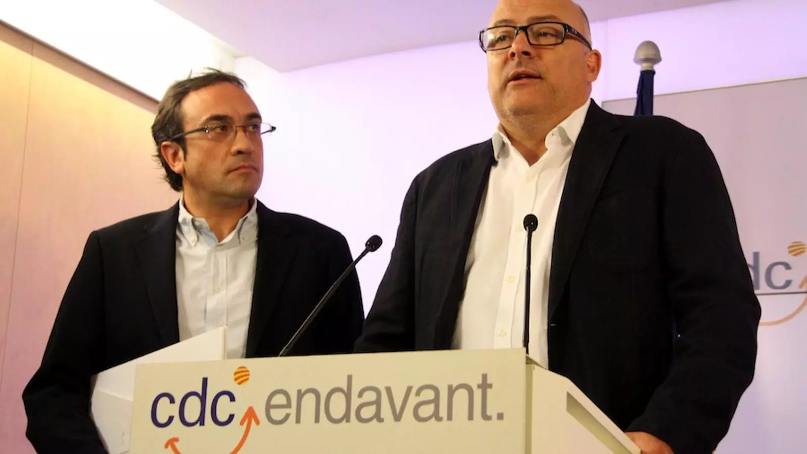 Josep Rull i Lluís Corominas, en roda de premsa / ACN