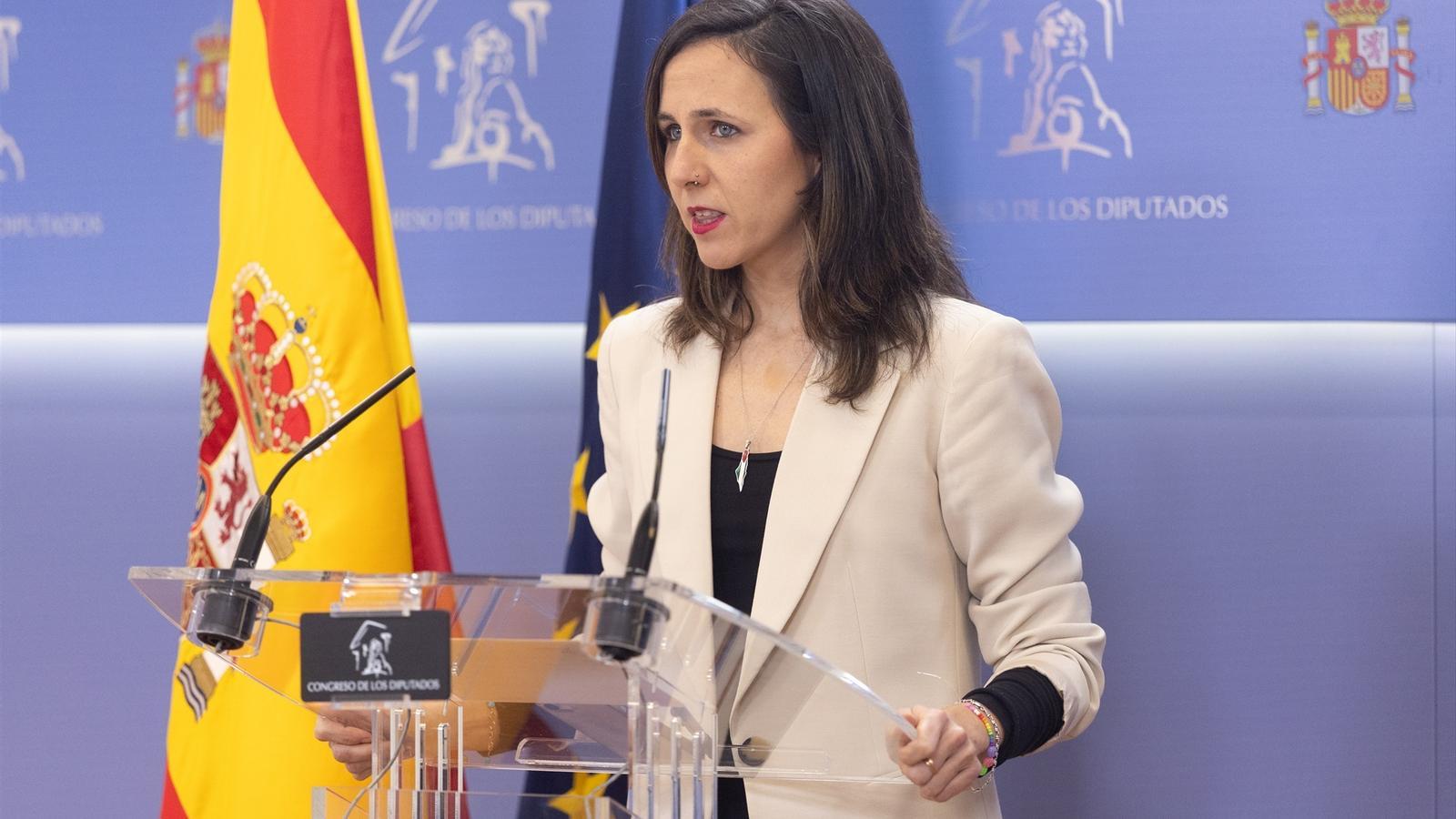 Ione Belarra at a press conference in the Congress of Deputies last Tuesday