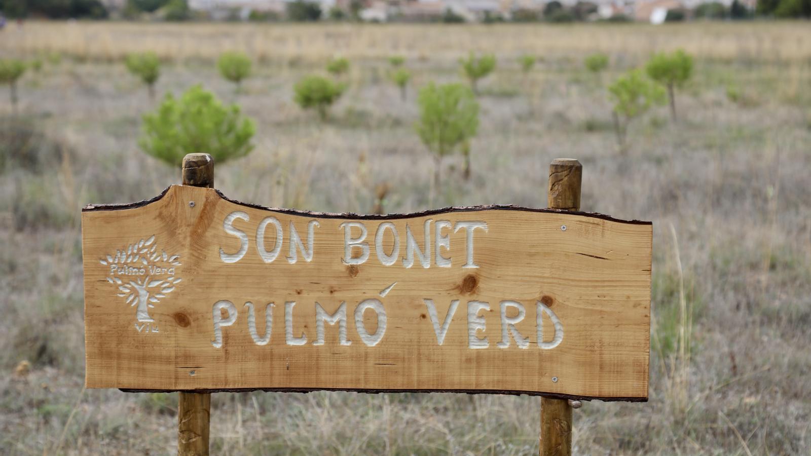 Un cartell reivindicatiu al solar de Son Bonet