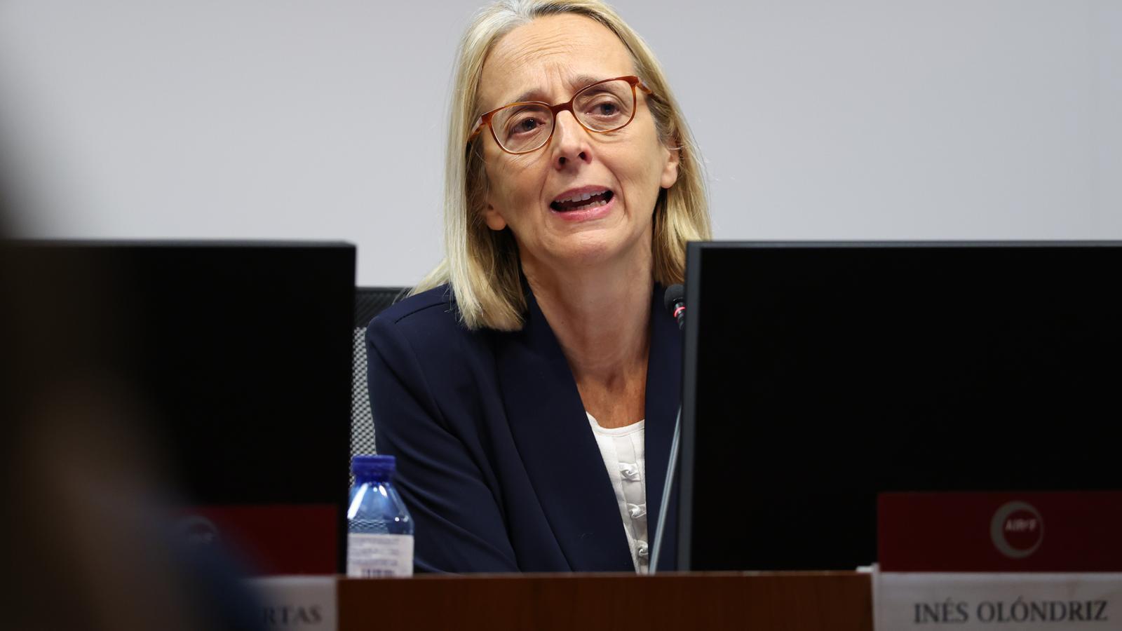 La presidenta de l'Airef, Inés Olondriz, aquest dijous en roda de premsa.