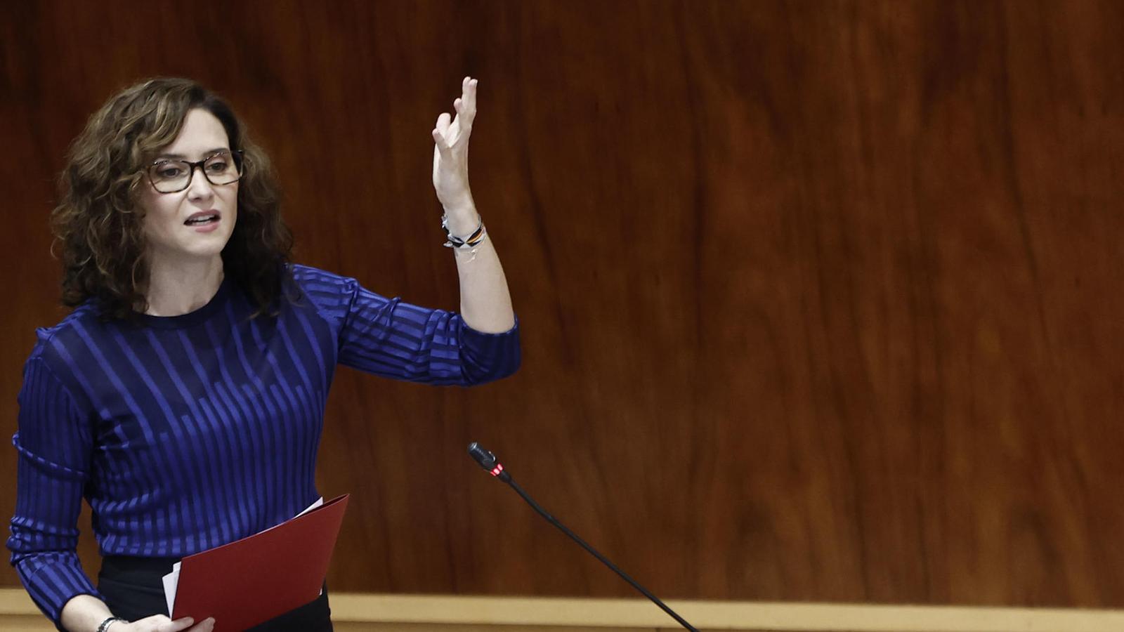 The president of the Community of Madrid, Isabel Díaz Ayuso, at the plenary session of the regional Assembly the day after meeting with Javier Milei