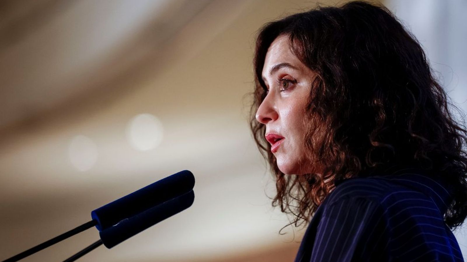 The president of the Community of Madrid, Isabel Díaz Ayuso, during the informative breakfast of June 15, in Madrid.