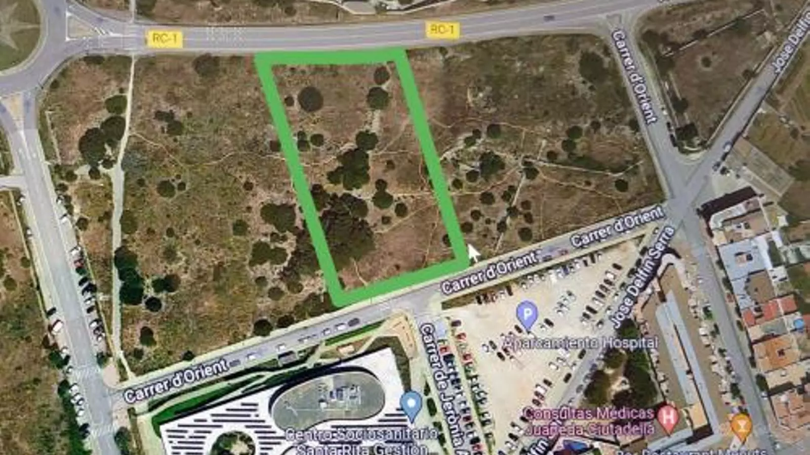 Imatge de la ubicació de la parcel·la que cedeix l'ajuntament de Ciutadella.