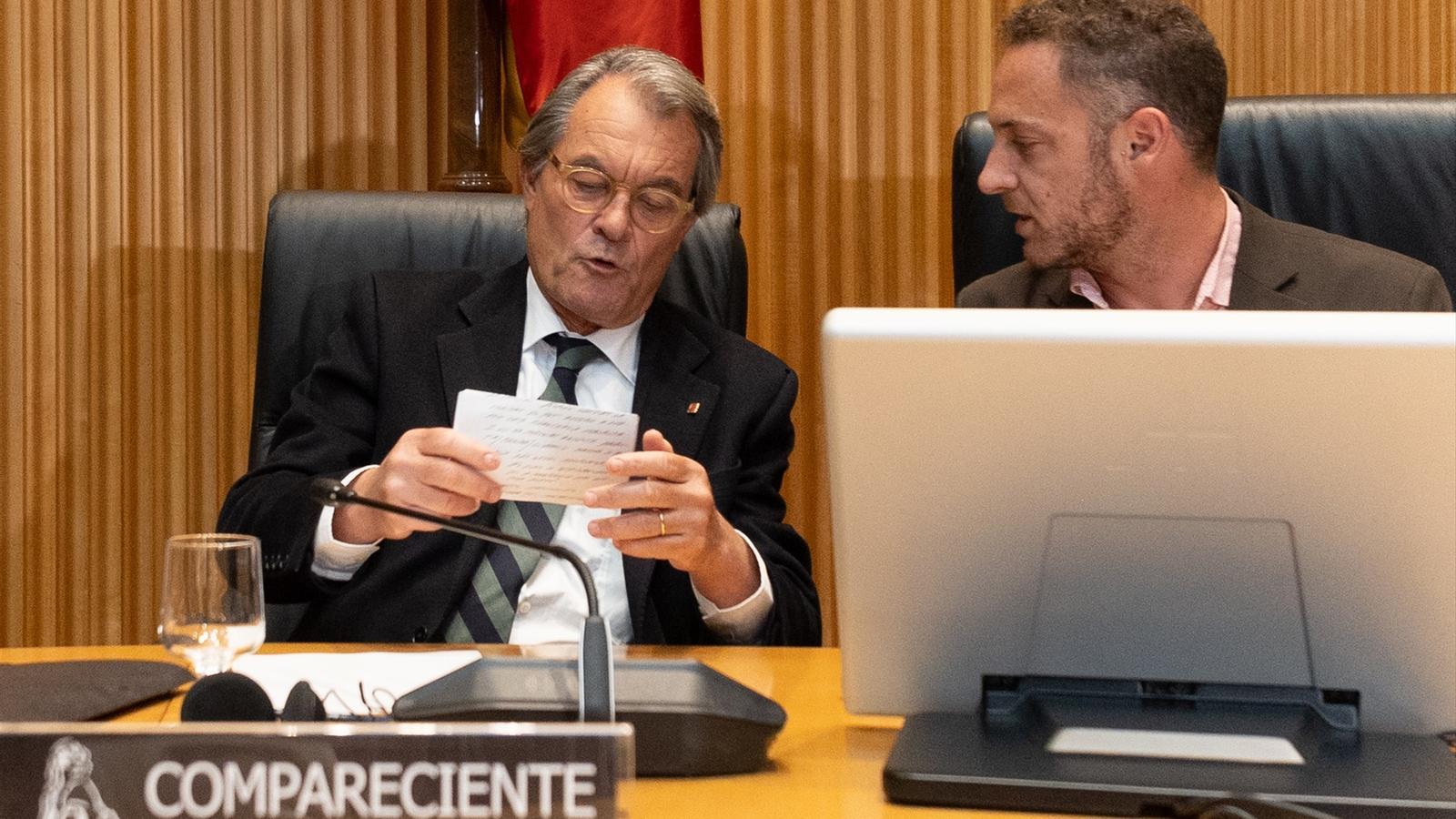 Artur Mas durante la comparecencia en la comisión de investigación sobre la operación Catalunya del Congreso de los Diputados