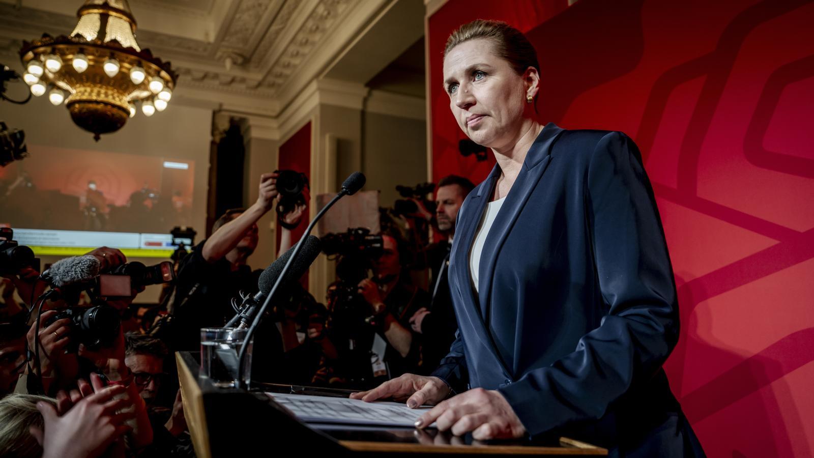 The leader of the Social Democratic Party and acting Prime Minister of Denmark, Mette Frederiksen, last night in Copenhagen, after the election count had been completed.