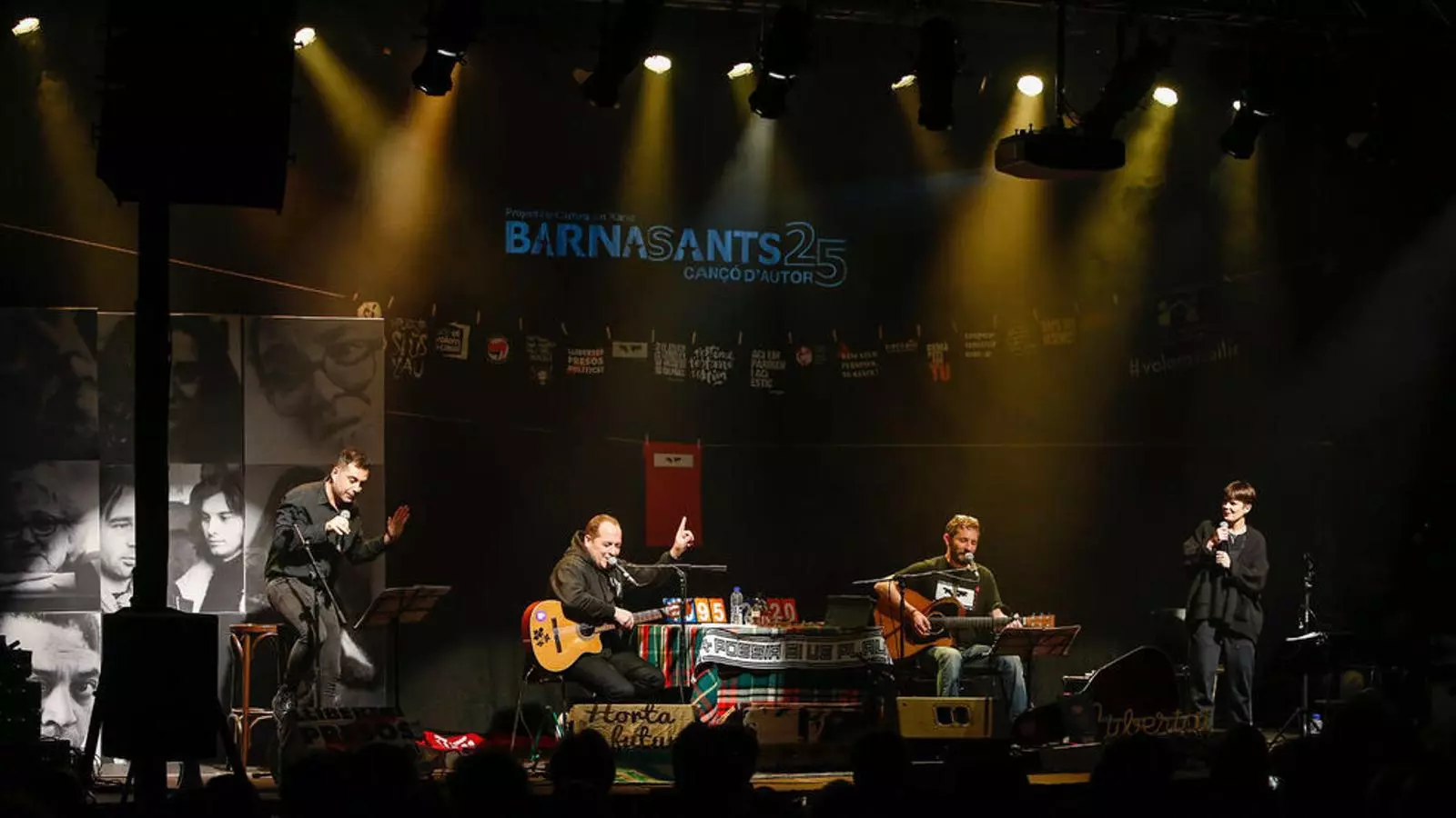 David Caño, David Fernàndez, Borja Penalba i Mereia Vives, en l'espectacle Ovidi 25 del Barnasants.