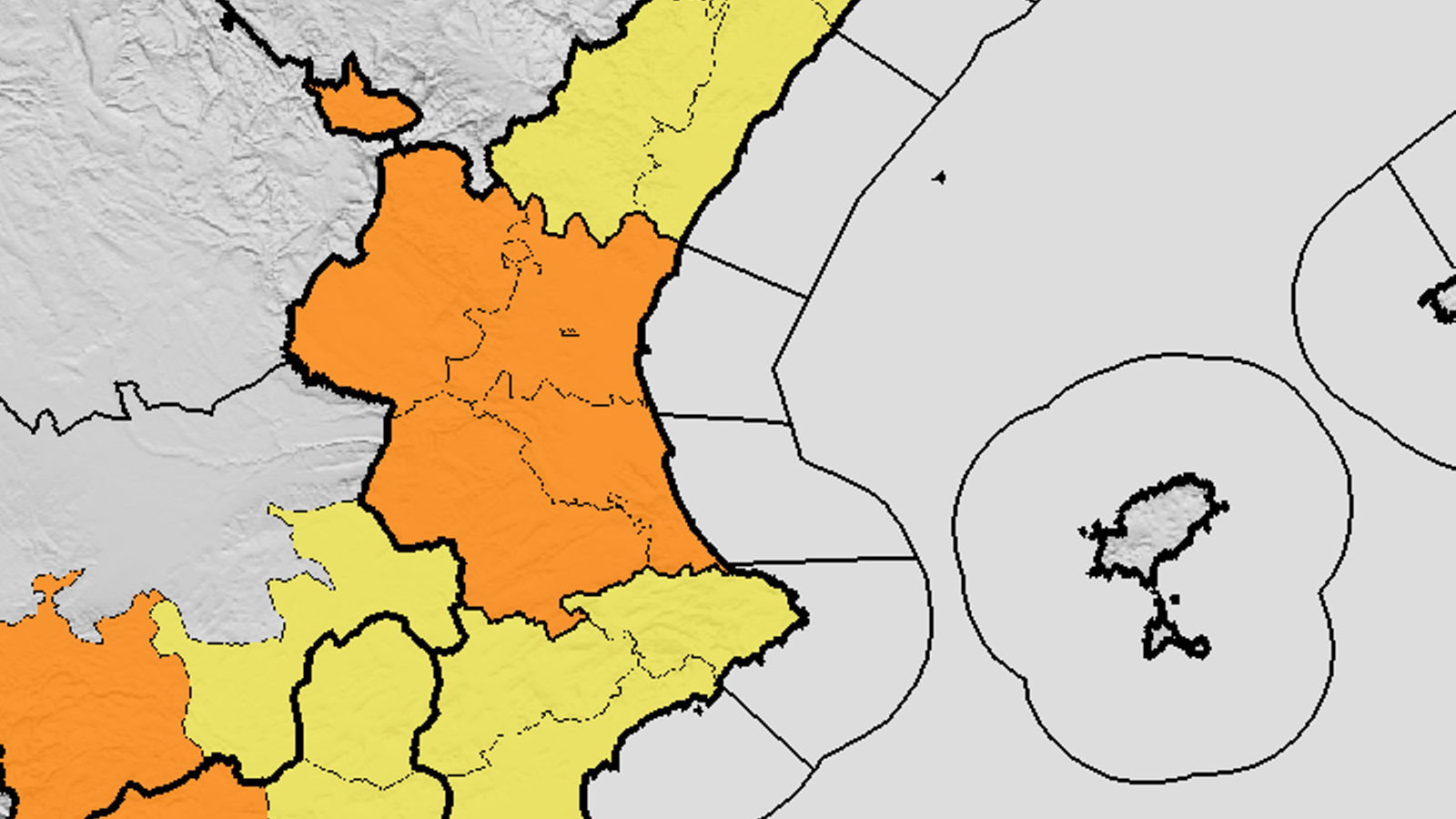 Avisos de peligro meteorológico vigentes para mañana, 14 de diciembre.