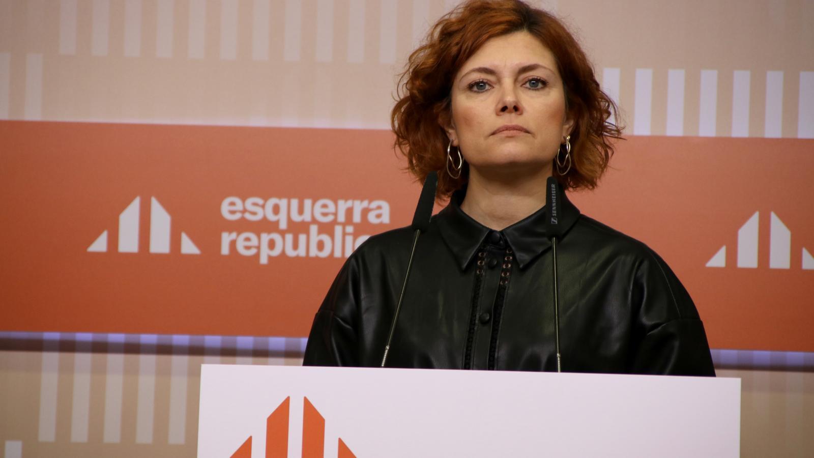 The general secretary of ERC, Elisenda Alamany, this Monday at a press conference