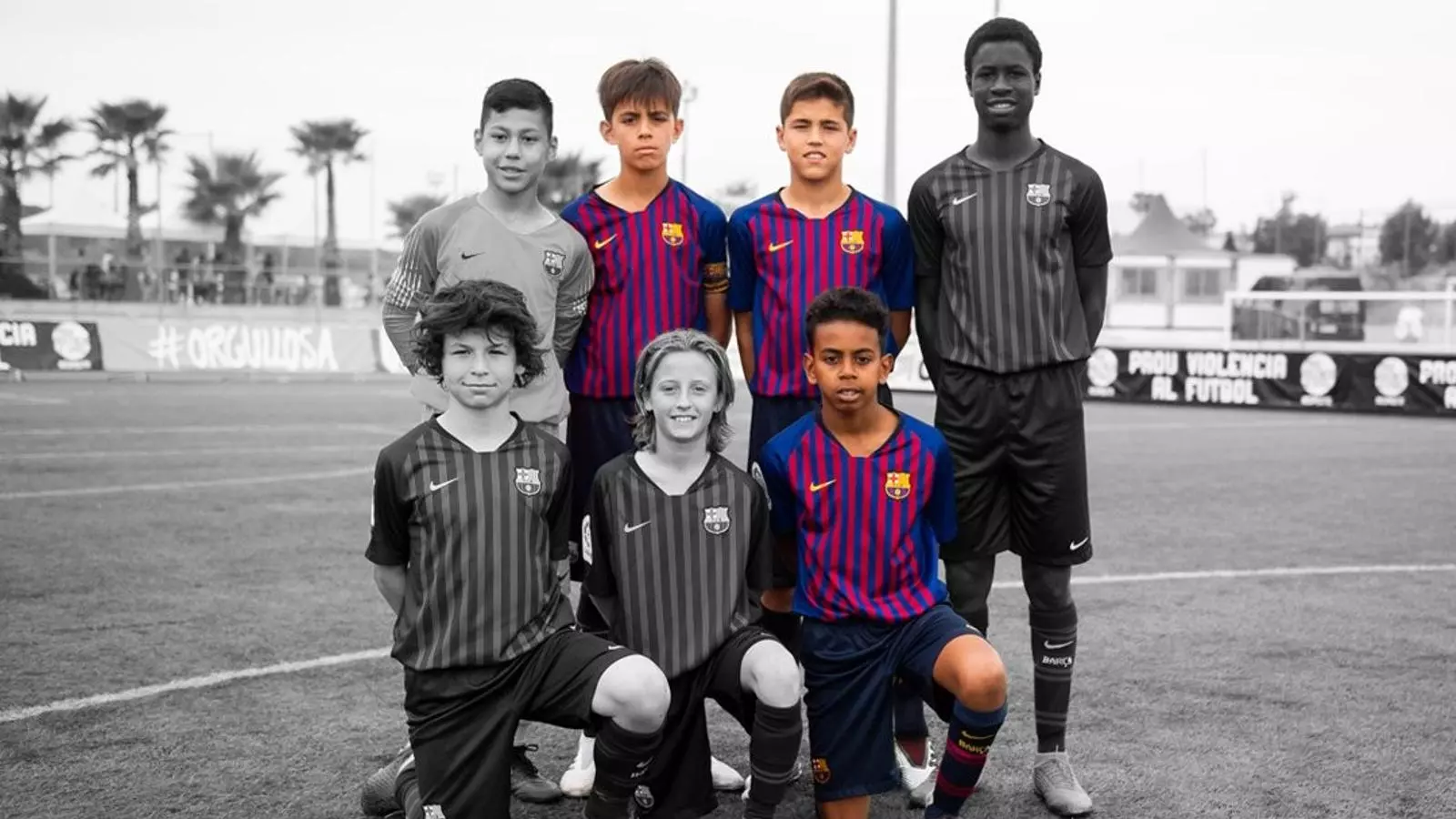 Fotomuntatge que el Barça va difondre sobre Lamine Yamal, Marc Bernal i Pau Cubarsí.