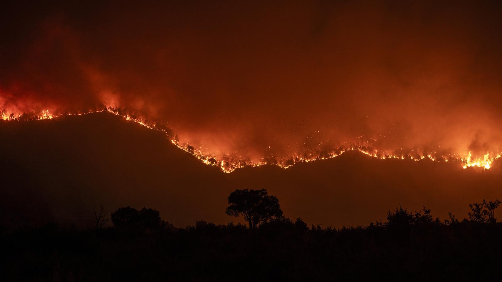 View of the forest fire in Oímbra, in the Galician province of Ourense.