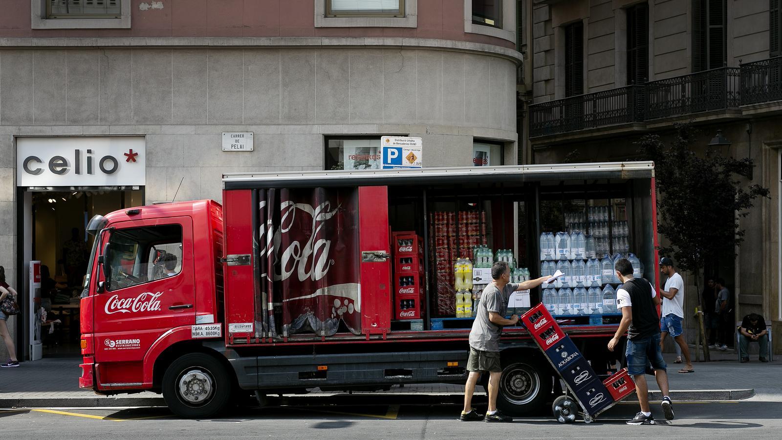 Food delivery workers in a file image