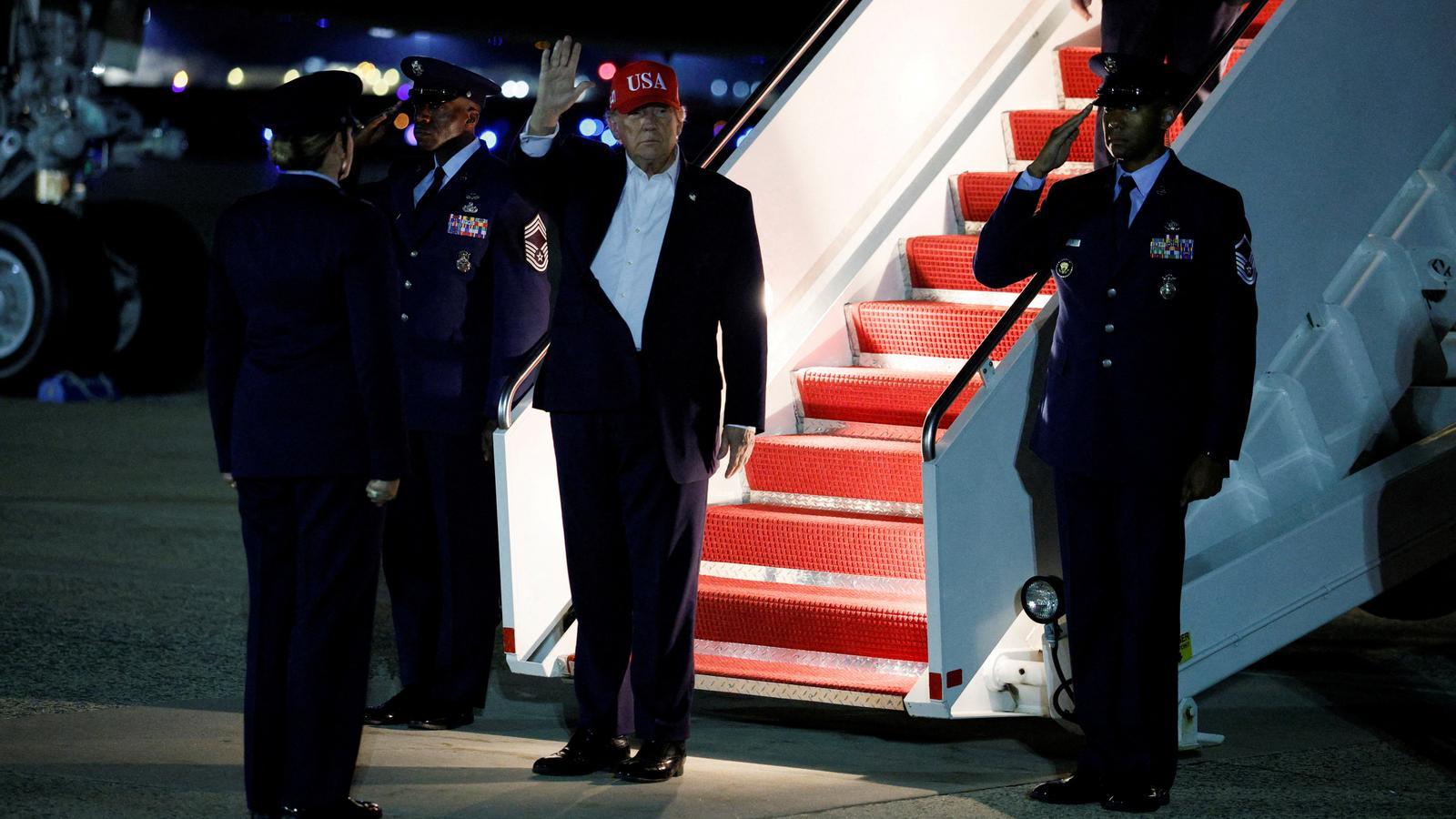Donald Trump ayer en la base aérea Andrews de Maryland