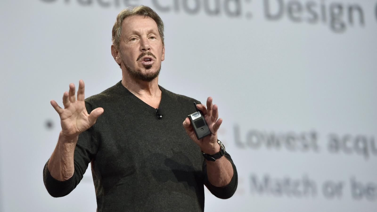 Larry Ellison, the executive chairman of Oracle, during a presentation.