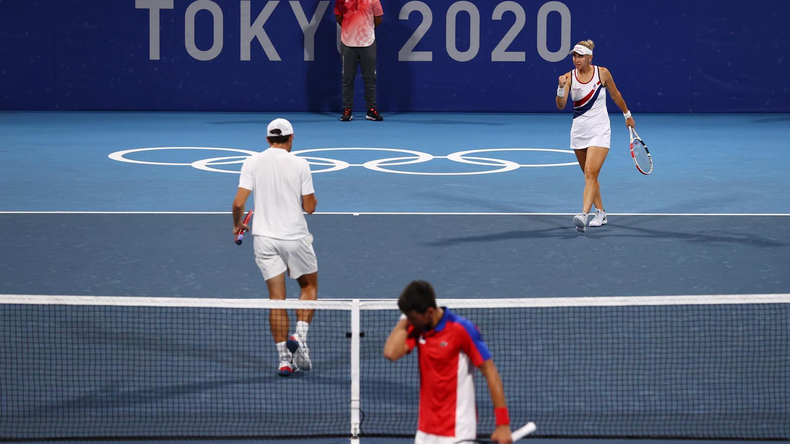 Djokovic, also eliminated in the mixed doubles.