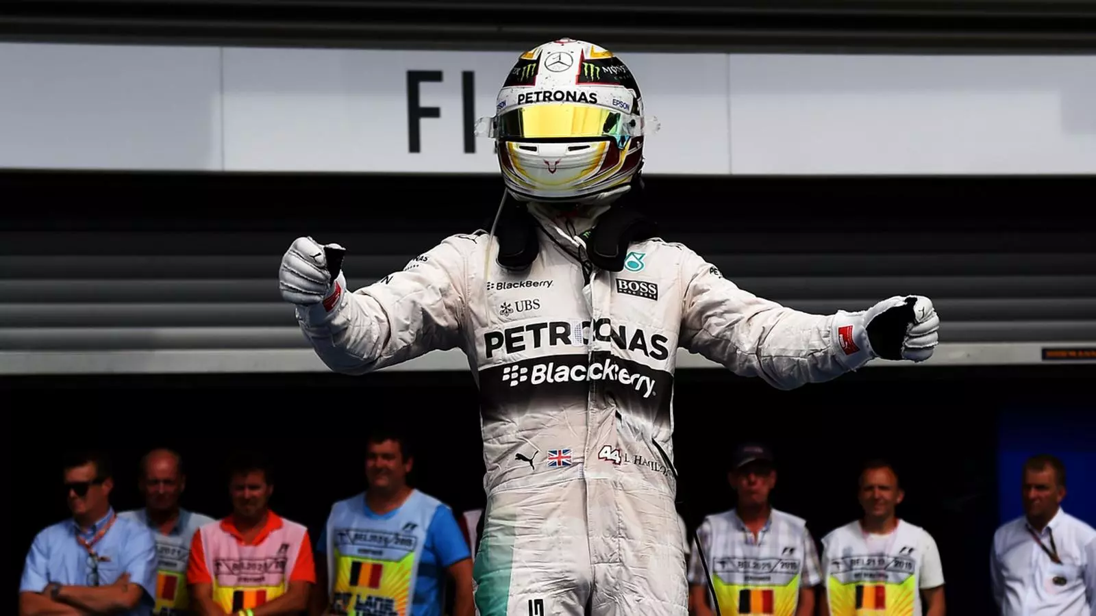 Lewis Hamilton celebra el triomf a Bèlgica / LARS BARON / GETTY IMAGES