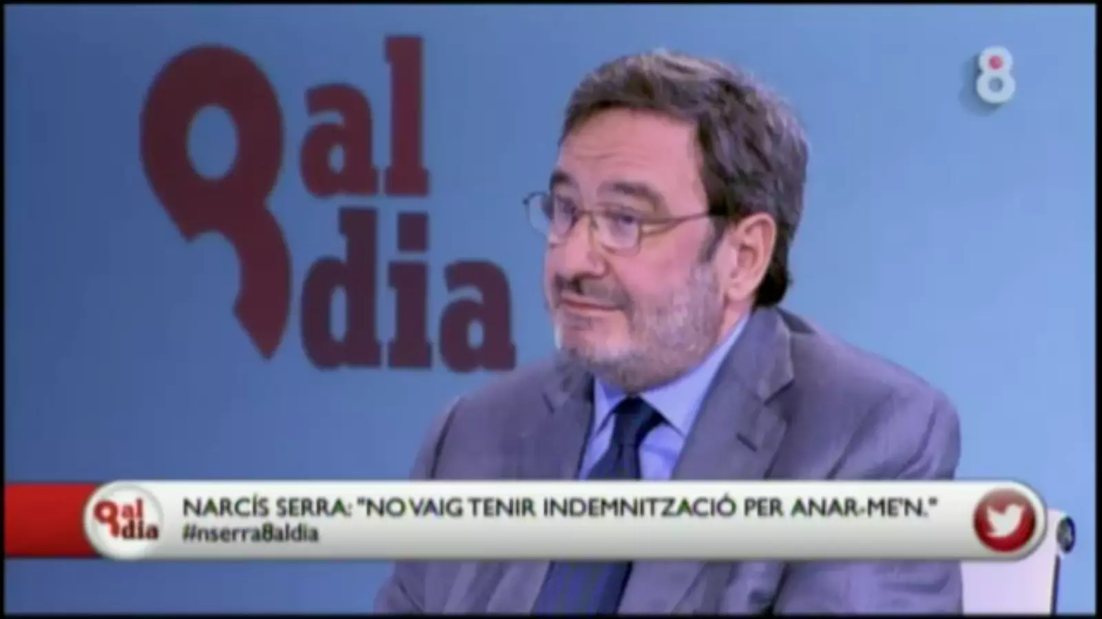 Narcís Serra, durant l'entrevista a 8tv