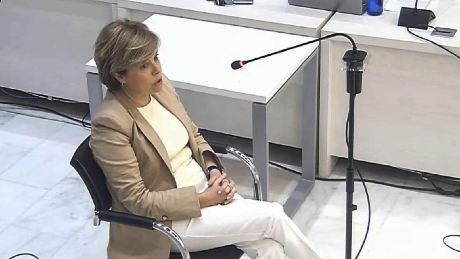 Captura de pantalla, de la señal interna de la Audiencia, donde se ve la declaración de Soraya Sáez de Santamaría