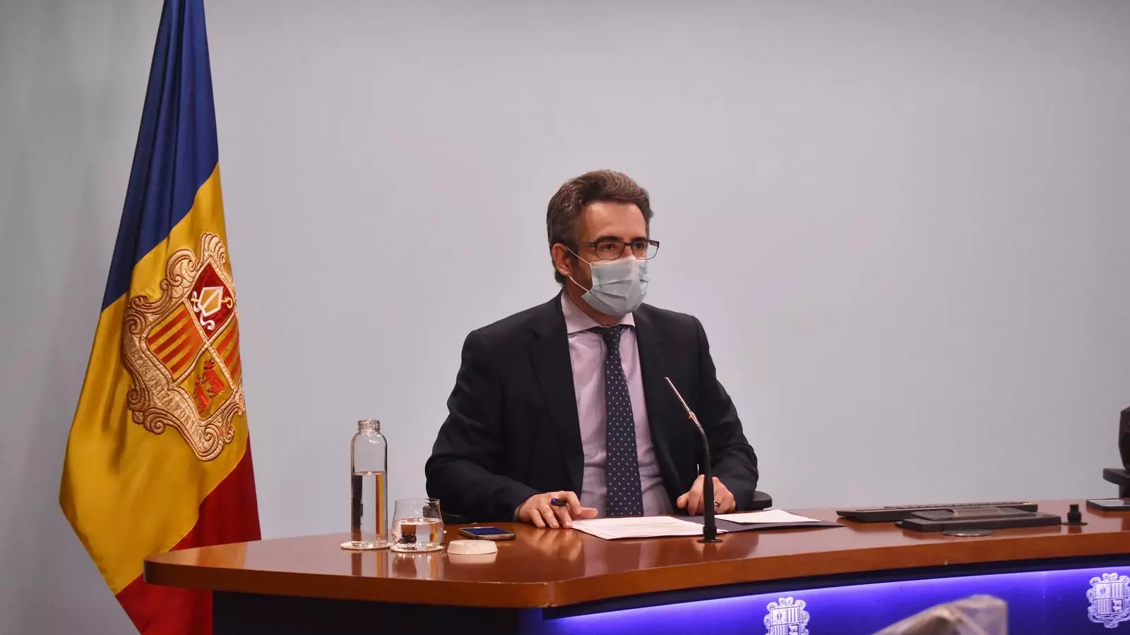 El ministre portaveu, Eric Jover, durant la roda de premsa posterior al consell de ministres. / AS