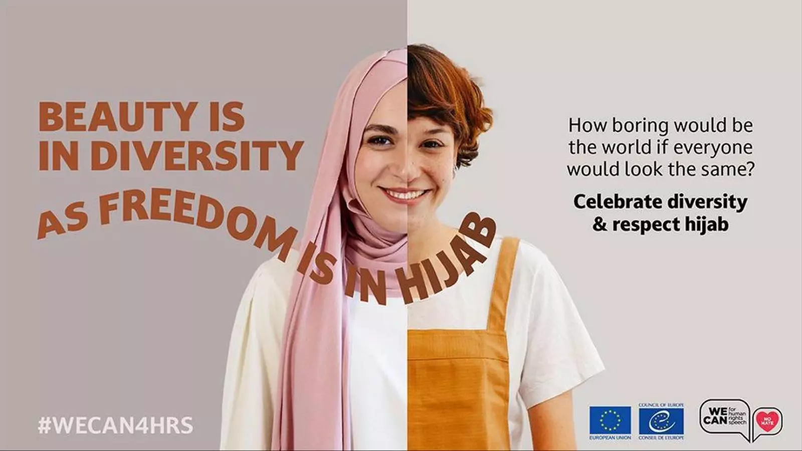 Cartell de la campanya "La bellesa està en la diversitat, com la llibertat en el hijab", patrocinada pel Consell d'Europa