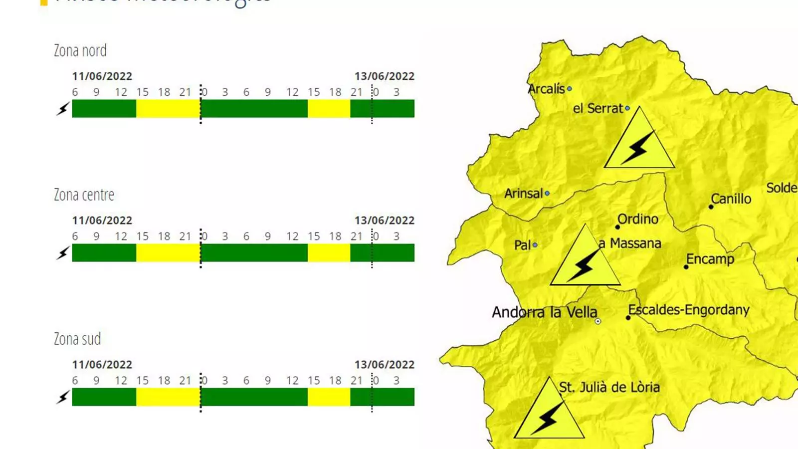 Avís groc per tempestes durant les tardes d'aquest cap de setmana.