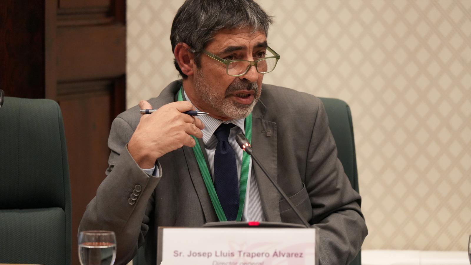 El director general de los Mossos, Josep Lluís Trapero, compareciendo en la comisión de investigación sobre espionaje del Parlament.