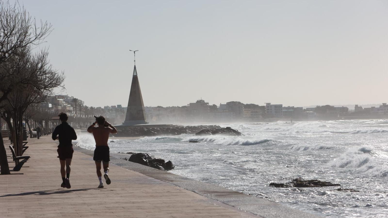 Un imatge del temporal a Palma, aquest dijous.