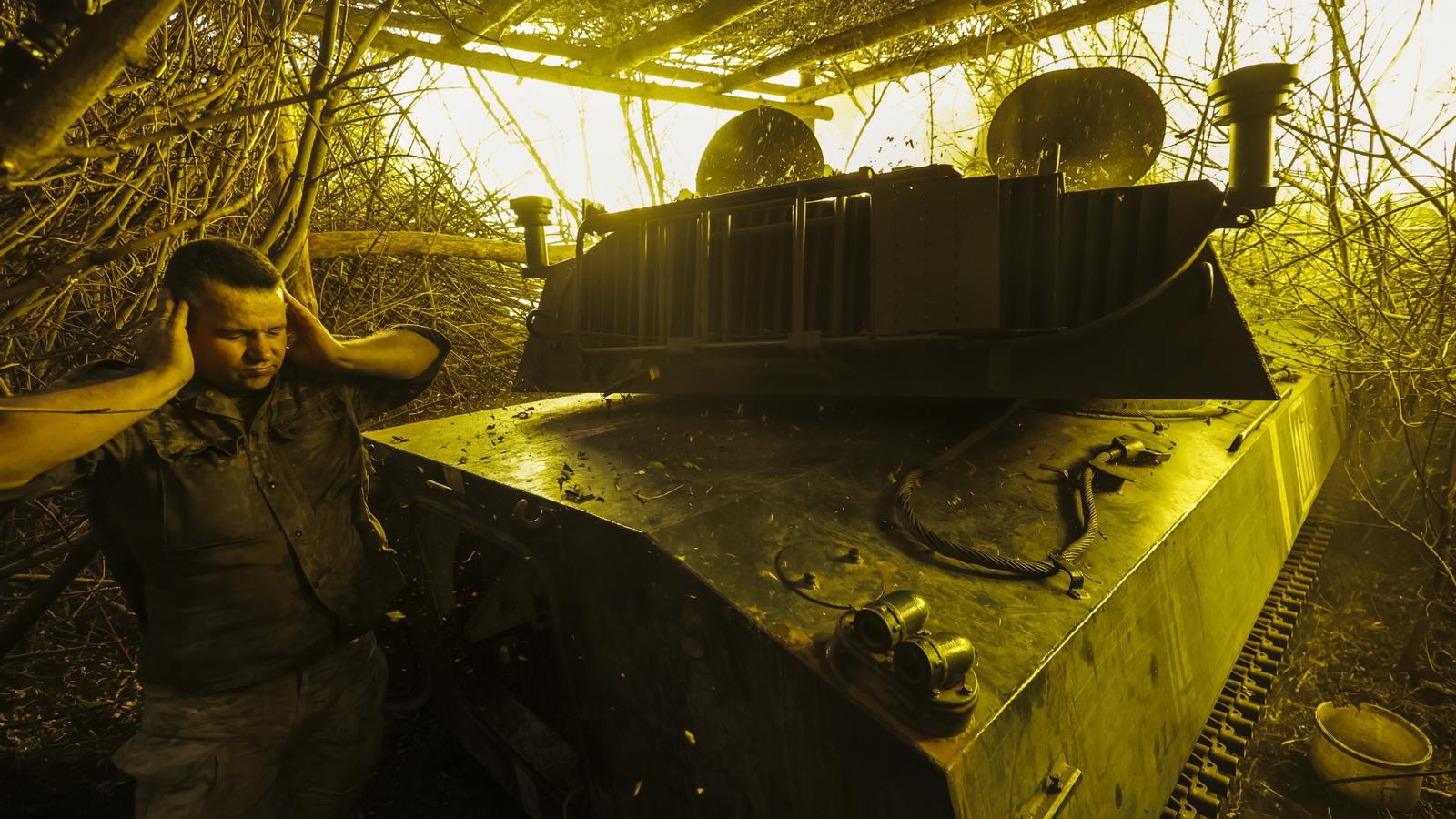 A Ukrainian soldier during combat in the Donetsk area.