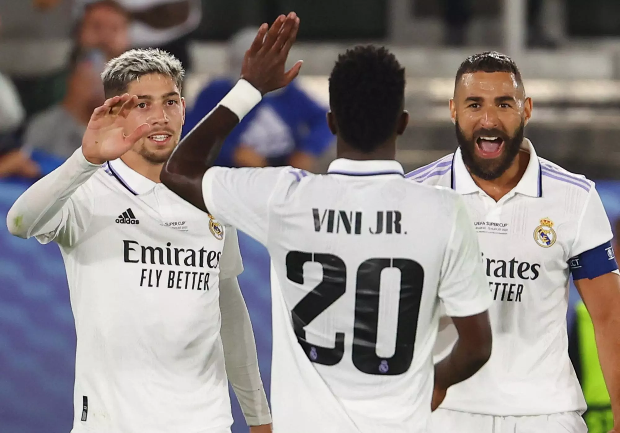 Benzema celebra el seu gol amb Vinícius