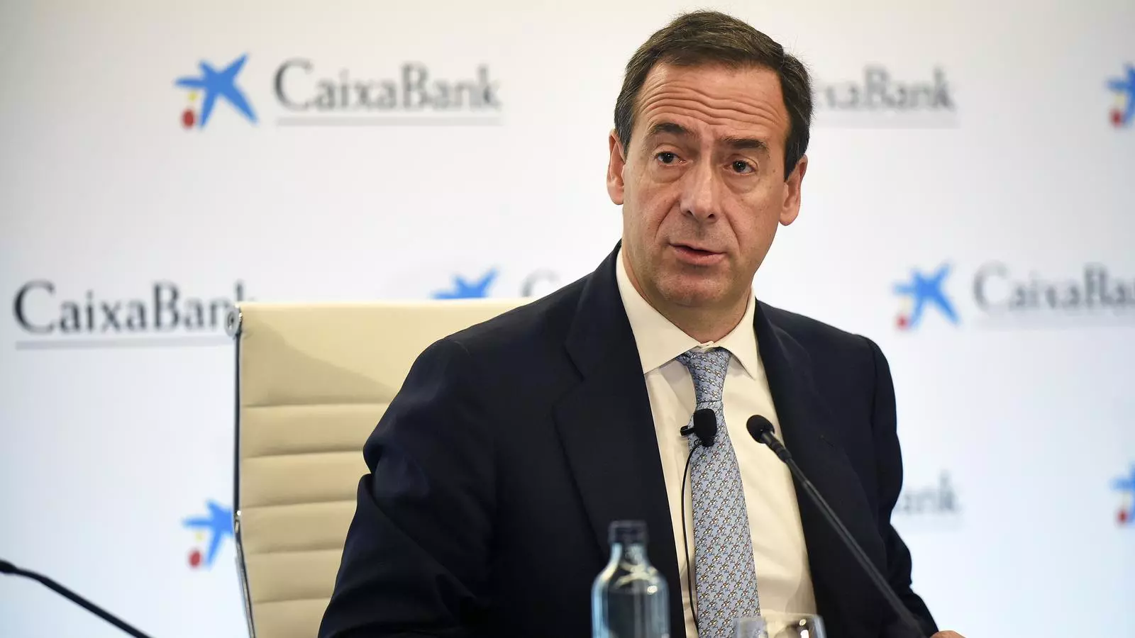 Gonzalo Gortázar conseller delegat de CaixaBank, durant la presentació de resultats durant els primers nous mesos del 2019