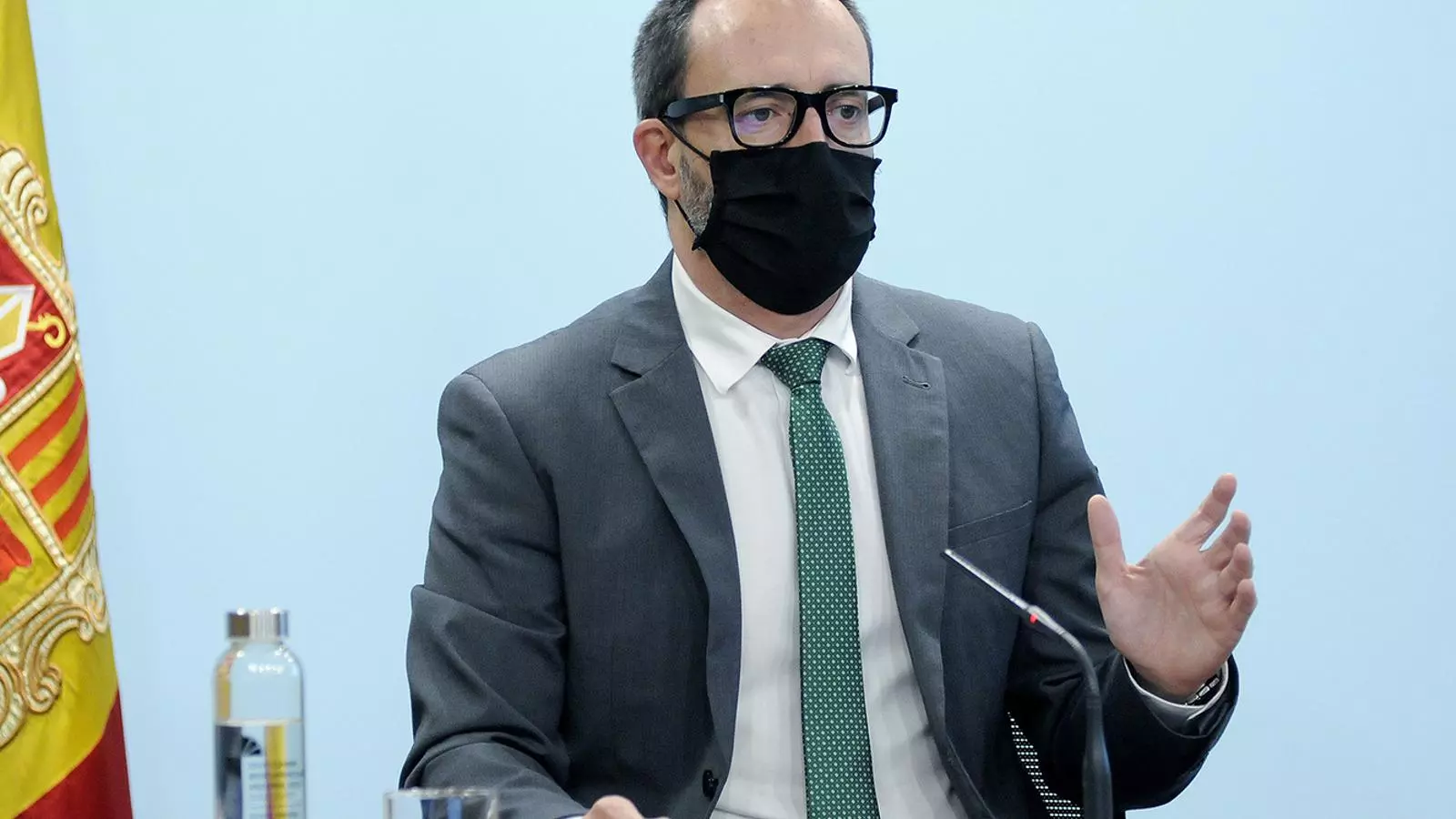 El ministre d'Afers Socials, Habitatge i Joventut, Víctor Filloy, durant la roda de premsa / SFG