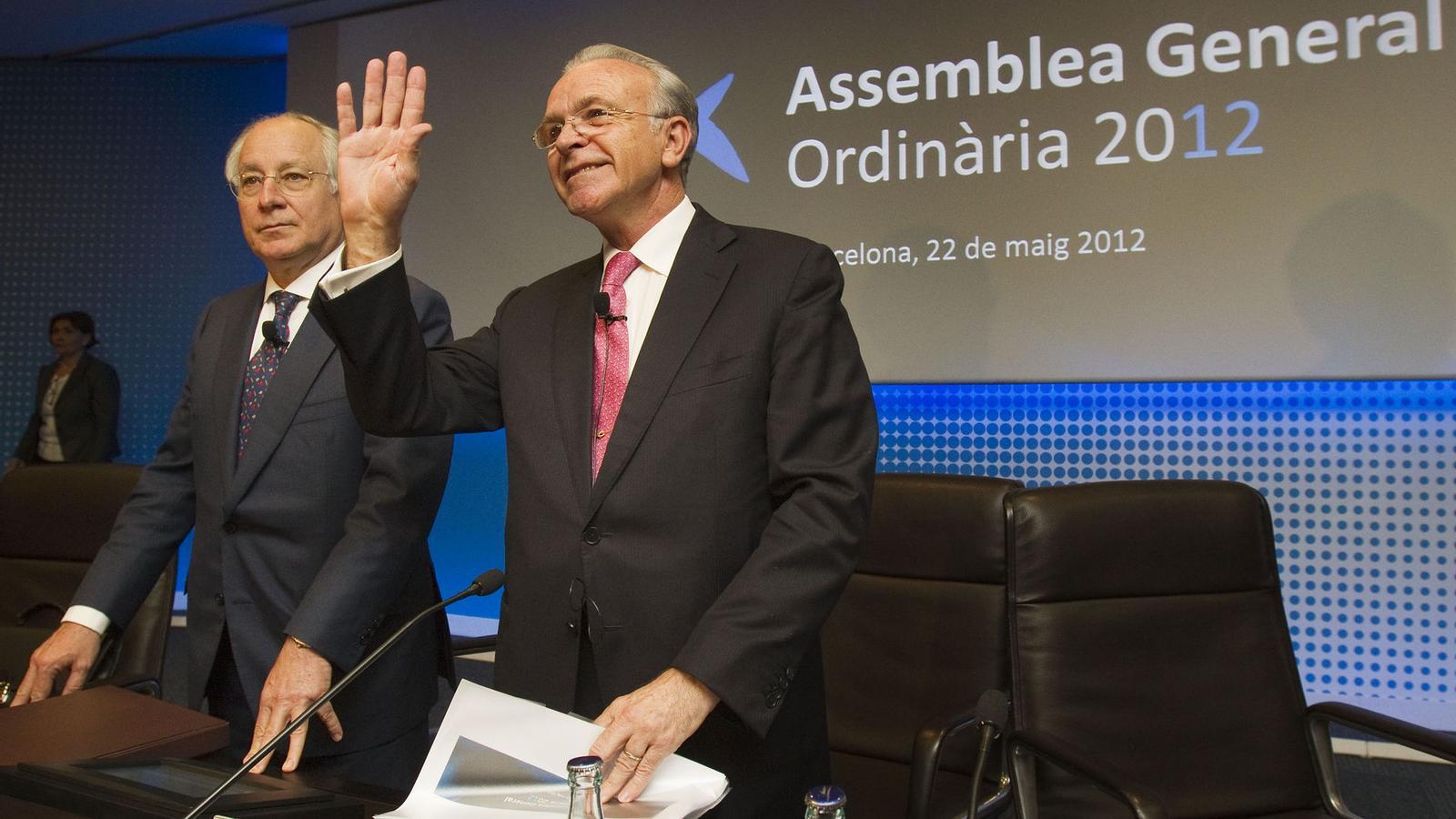 QUATRE COMPRES EN NOMÉS DOS ANYS I MIG
 CaixaBank comença a disputar a Banc Sabadell el rècord d'adquisicions d'entitats.  La que presideix Isidre Fainé (esquerra) i que dirigeix el conseller delegat, Joan Maria Nin, han absorbir quatre caixes i bancs des del maig del 2010.