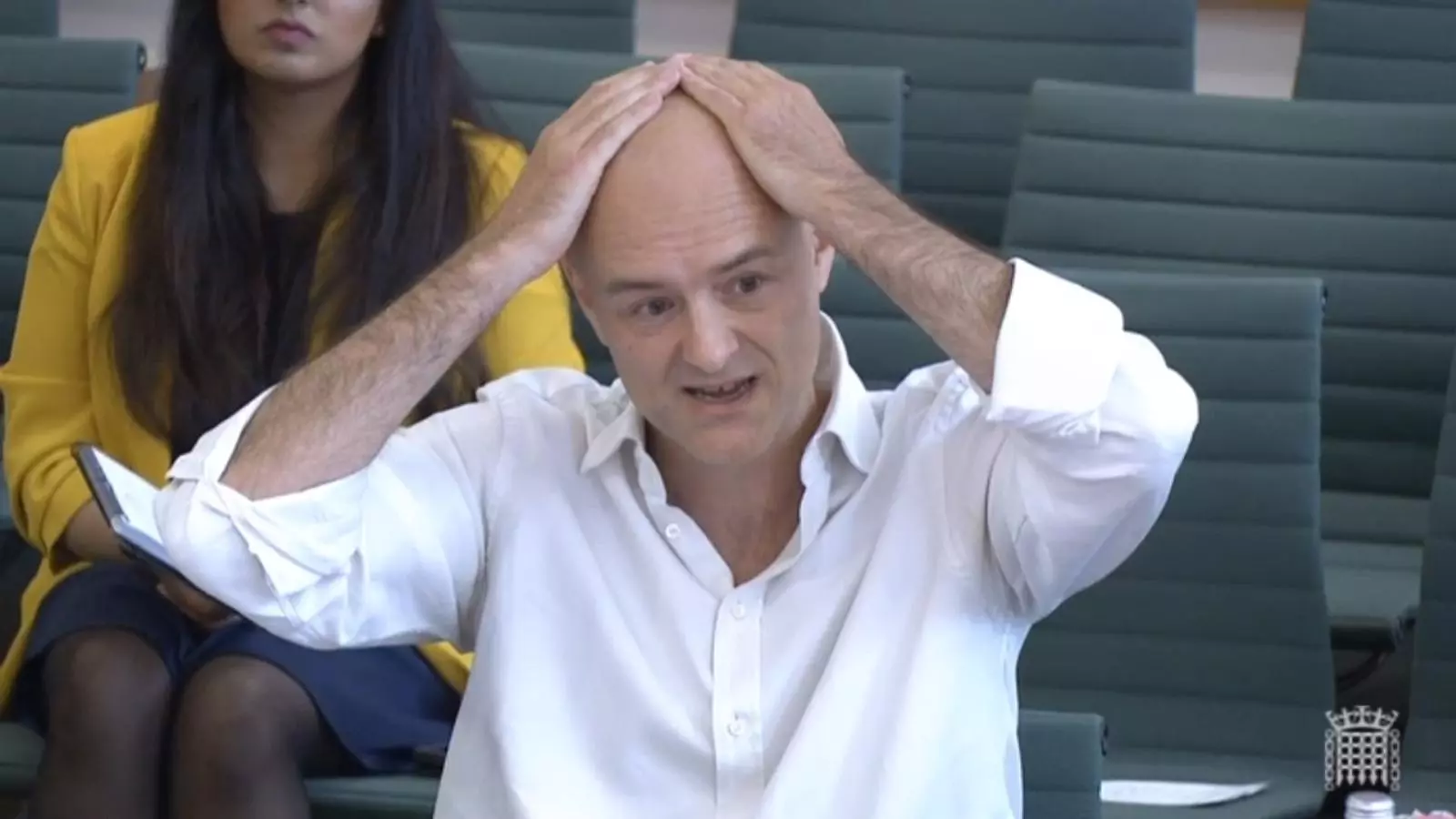 Dominic Cummings, aquest matí, al parlament britànic, declarant davant de la Comissió de Sanitat sobre la crisi del covid-19