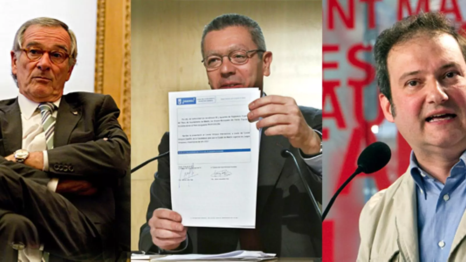Xavier Trias (alcalde de Barcelona), Alberto Ruiz-Gallardón (alcalde de Madrid) i Jordi Hereu