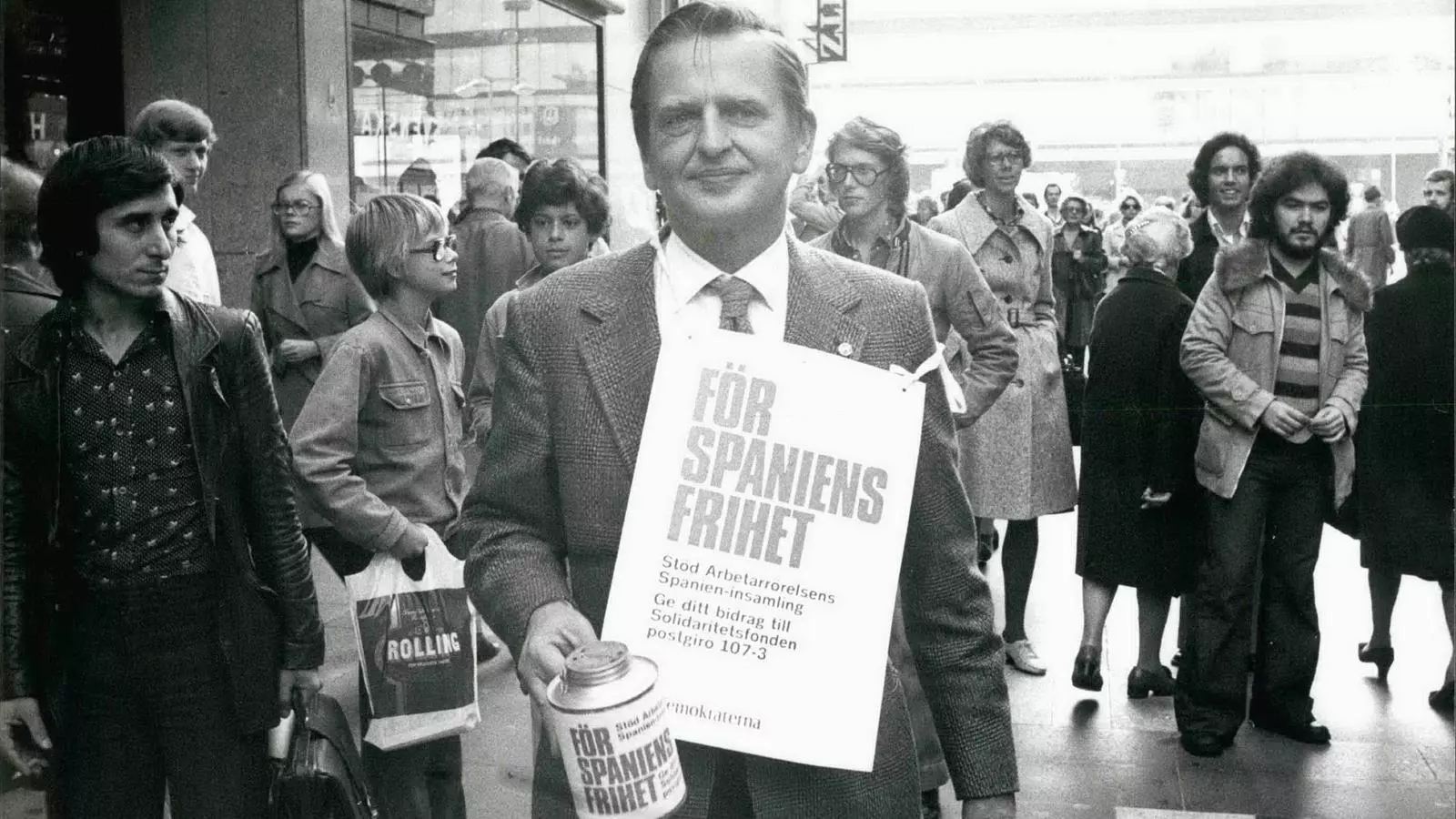 El primer ministre suec participa en la campanya de recaptació de fons per a les víctimes de l'Opressió espanyola el 1975
