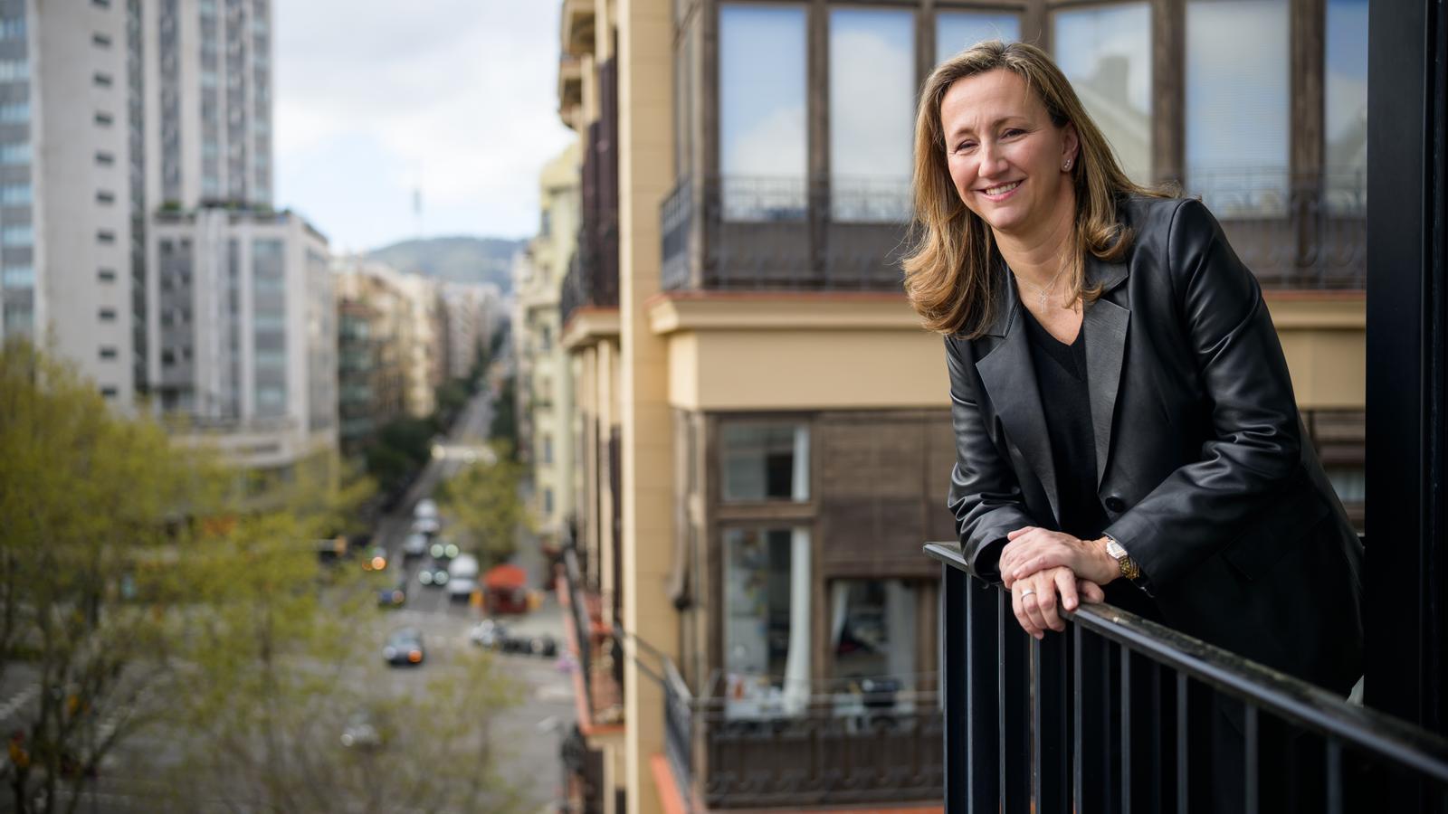 Cristina Cabañas, on the balcony of one of the rooms of Guitart Hotels