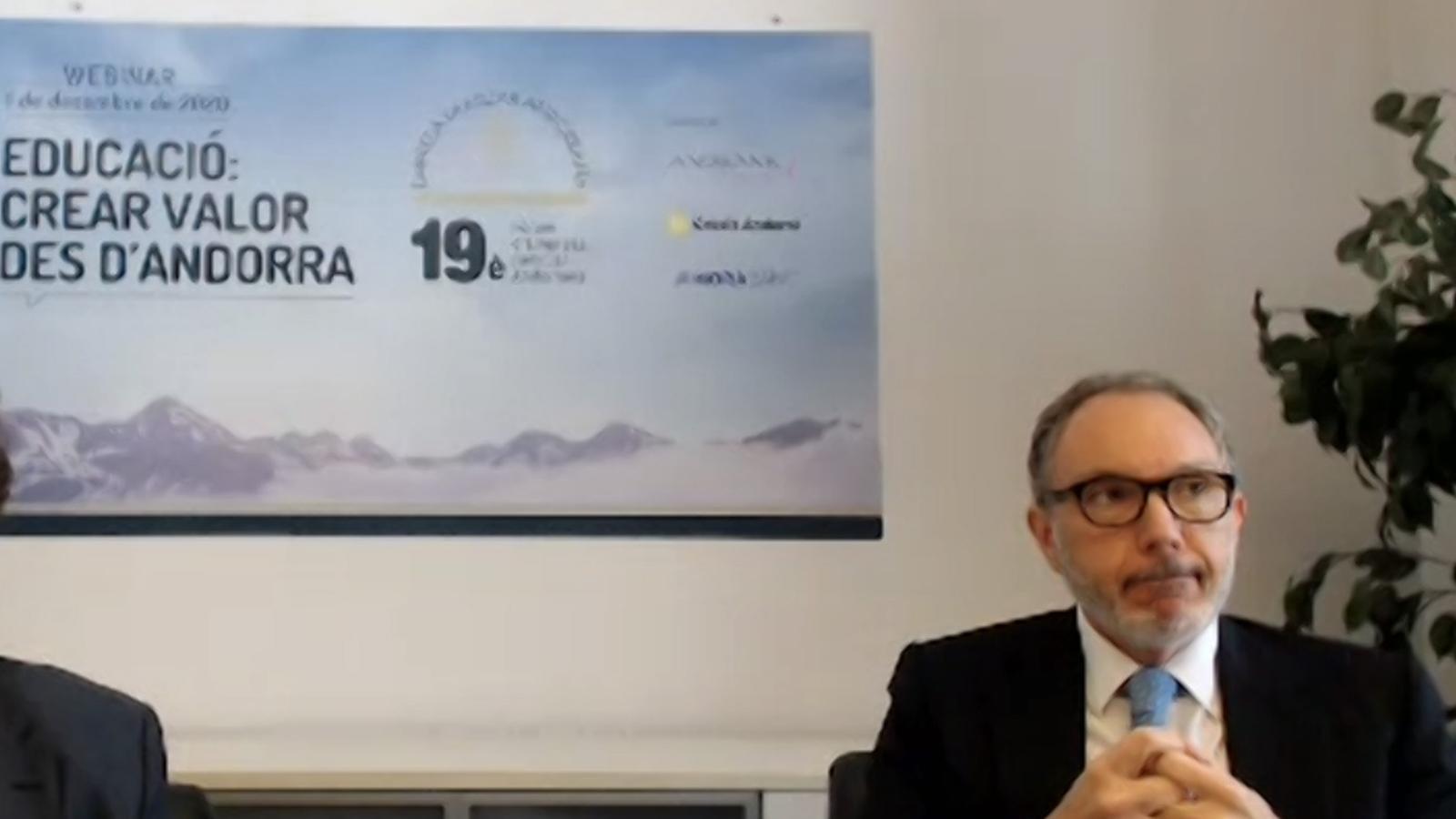 El president de l'EFA, Francesc Mora, aquest dimarts en roda de premsa telemàtica. / ARA ANDORRA