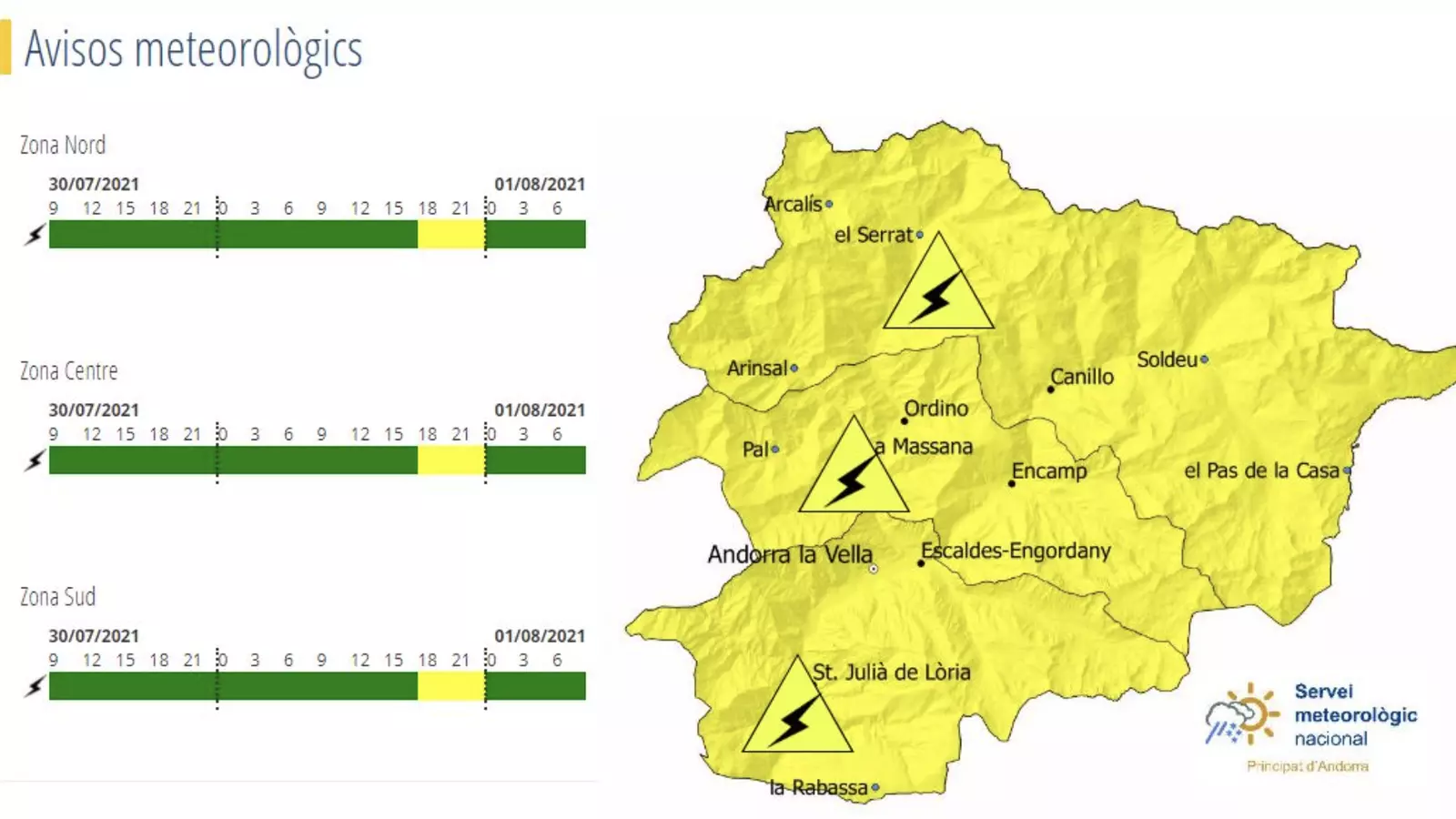 Alerta groga per vent i calamarsa, dissabte a la tarda